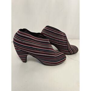 Coconuts Womens 9 Ankle Bootie Heel Striped Stretch 3" Heel Worn Once Boho Artsy